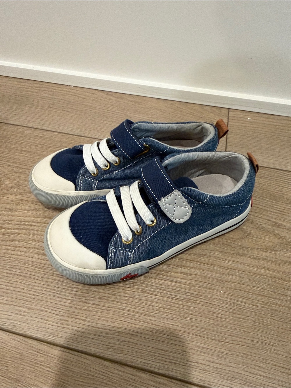 See Kai Run Navy and White Canvas Kids Sneakers